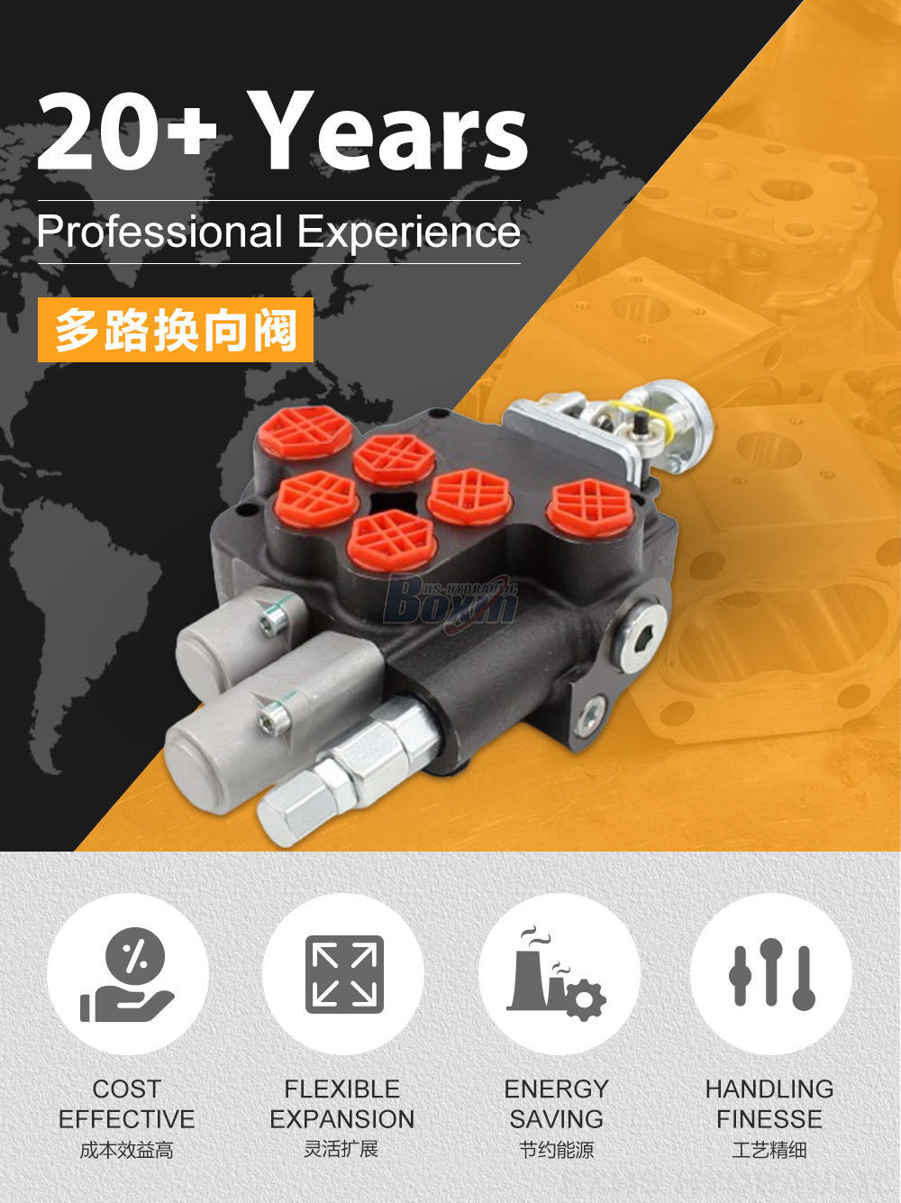 P80-G12-G34 手控+一控二 2 联 整体式换向阀